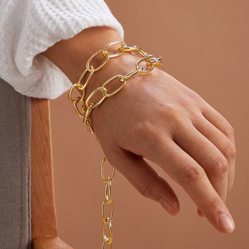 

1pc Simple Chain Bracelet, Gold