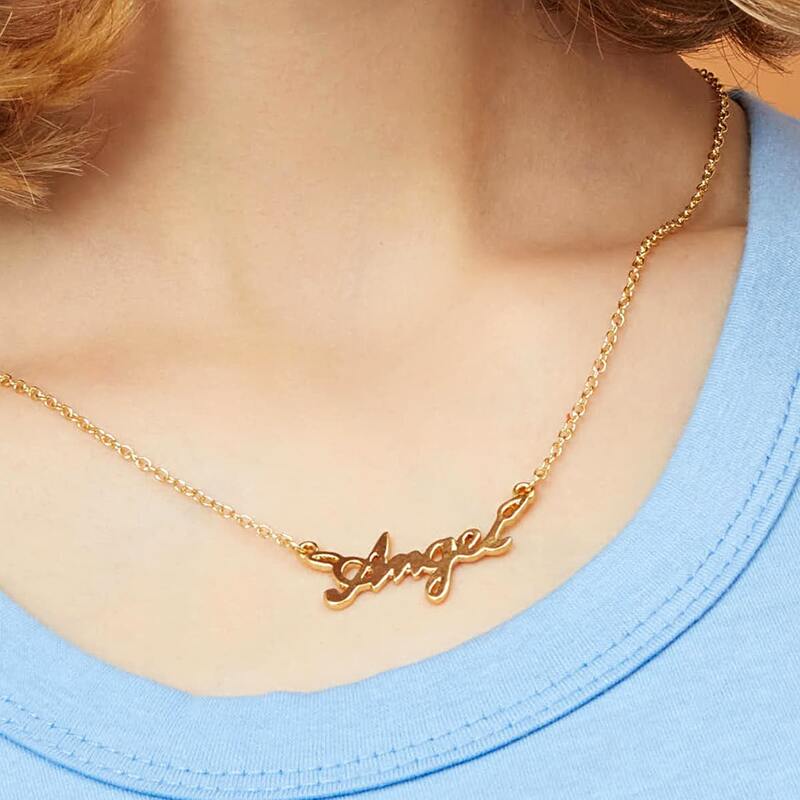 

1pc Letter Angel Design Pendant Necklace, Gold