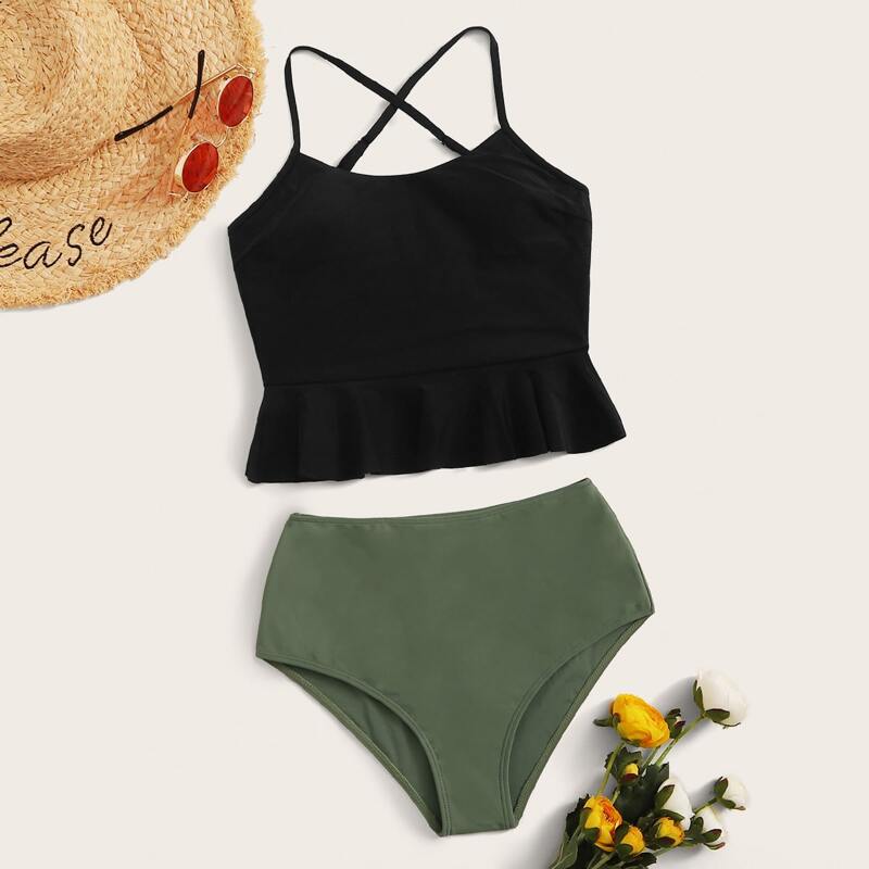 

Criss Cross High Waisted Bikini Swimsuit, Multicolor