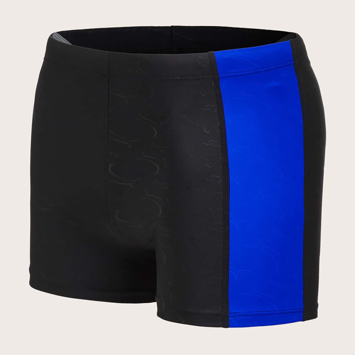 

Guys Contrast Panel Square Leg Swim Trunks, Black