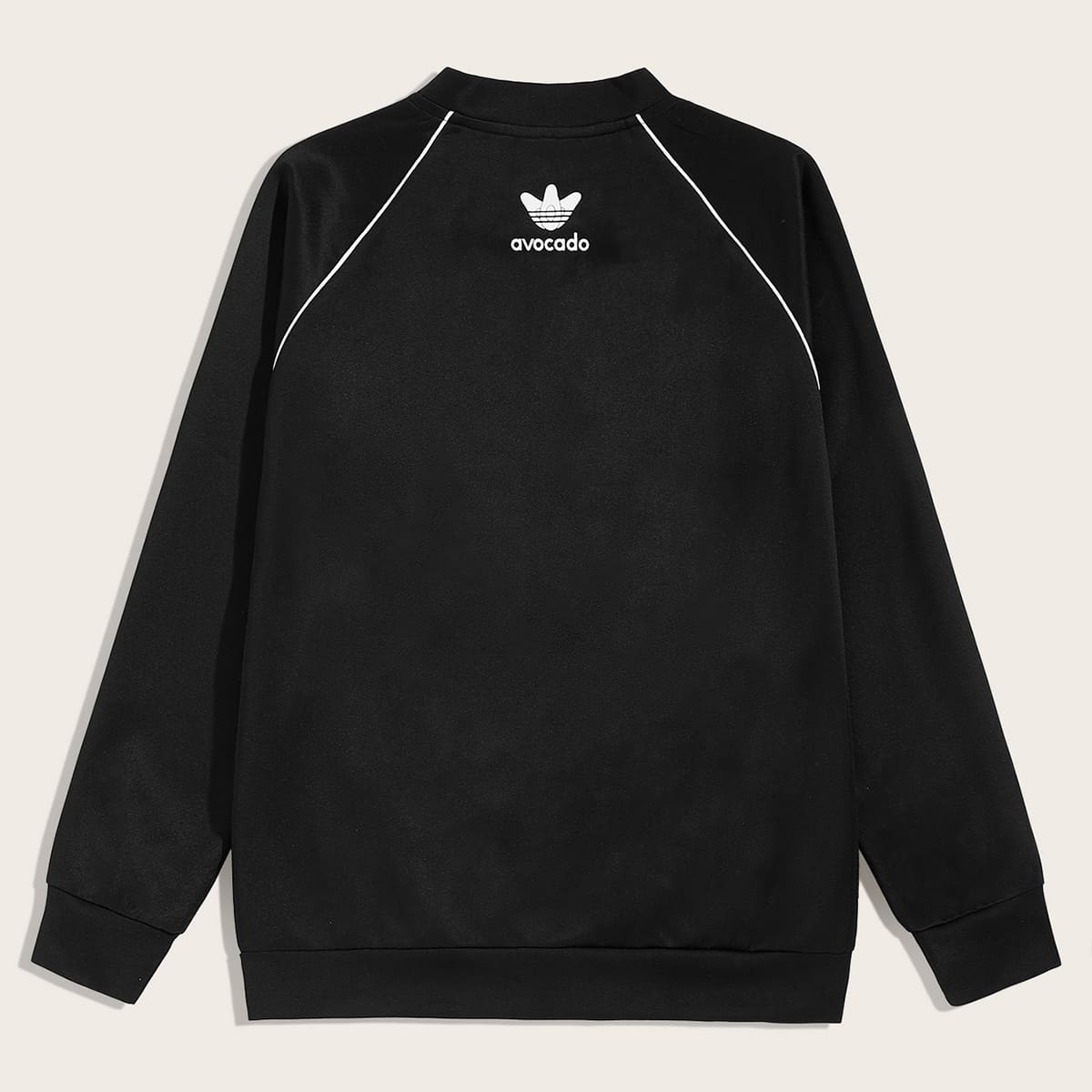 

Guys Letter Graphic Back Contrast Piping Bomber Jacket, Black