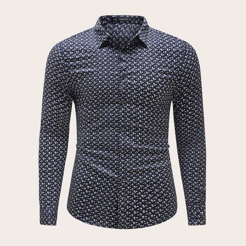 

Guys Ditsy Floral Print Shirt, Navy