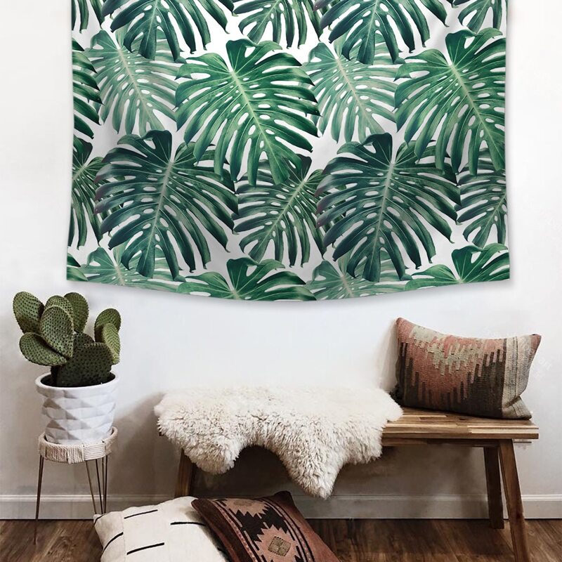 

Tropical Leaf Overlay Print Tapestry