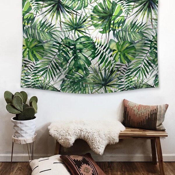 

Tropical Leaf Overlay Print Tapestry