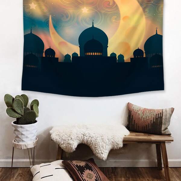 

Moon & Castle Print Tapestry, Multicolor