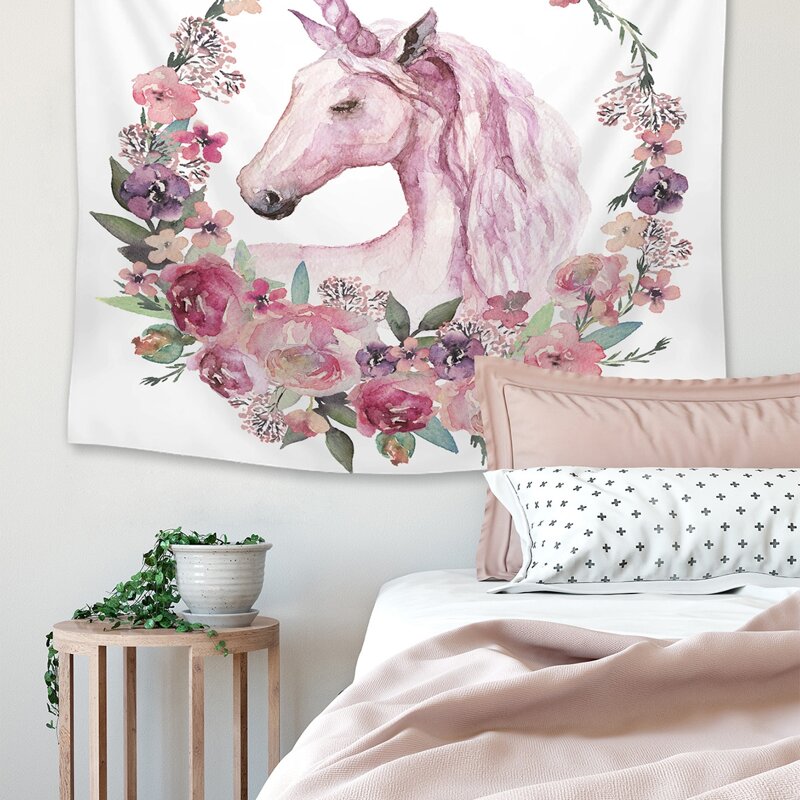 

Unicorn & Flower Print Tapestry