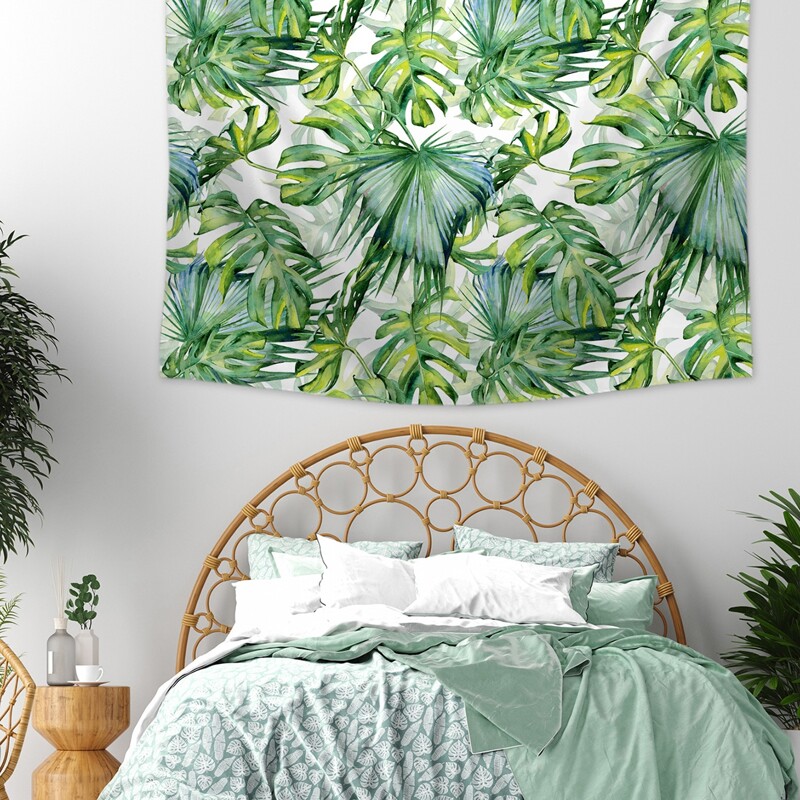 

Tropical Leaf Overlay Print Tapestry
