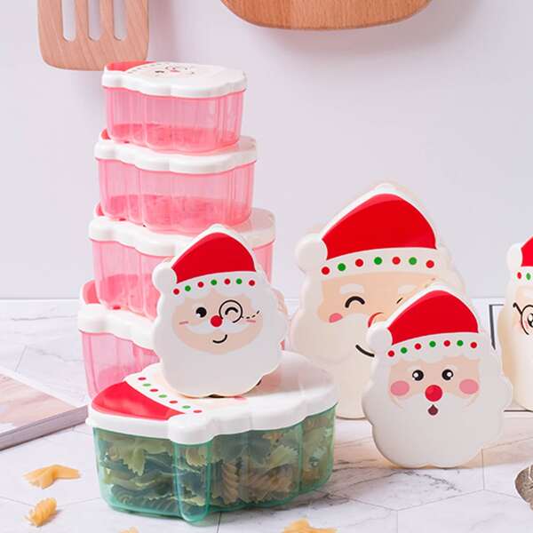 

4pcs Random Christmas Santa Claus Shaped Plastic Lunch Box