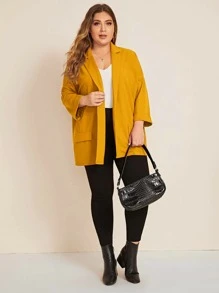 SHEIN LUNE Blazer de manga de doblez de hombros caídos - grande