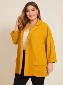 SHEIN LUNE Blazer de manga de doblez de hombros caídos - grande