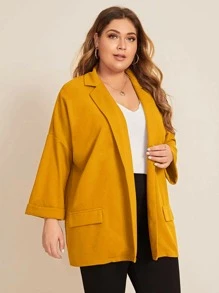 SHEIN LUNE Blazer de manga de doblez de hombros caídos - grande