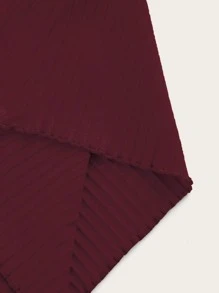 SHEIN Essnce 小高領羅紋針織修身T恤 - 酒紅色 - 查看 4