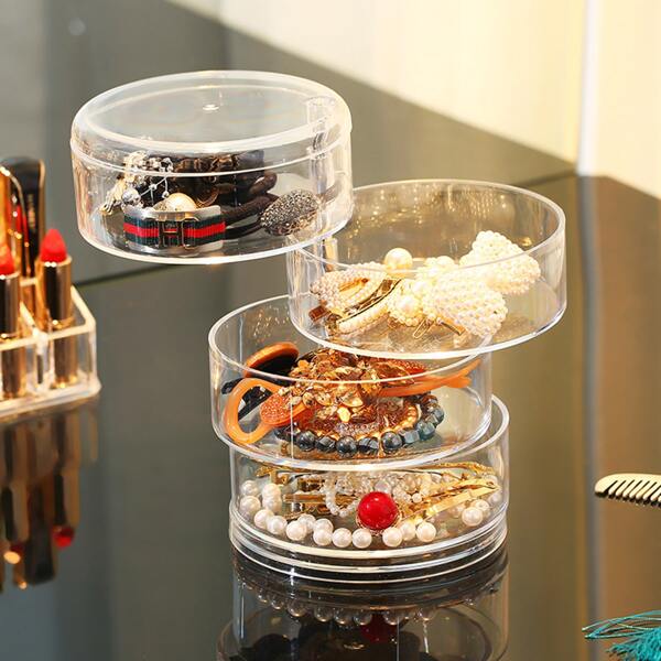 

1pc Transparent Multi Layer Rotating Jewelry Box