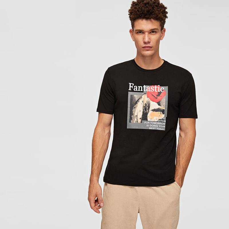 

Guys Slogan Graphic Tee, Black