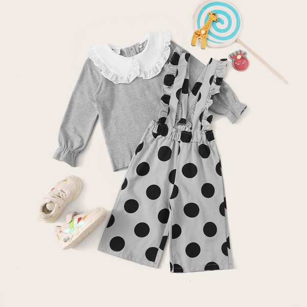 

Футболка и брюки в клетку для девочек, Серые