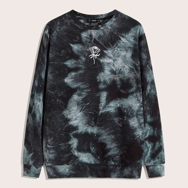 

Guys Floral Print Tie Dye Pullover, Multicolor