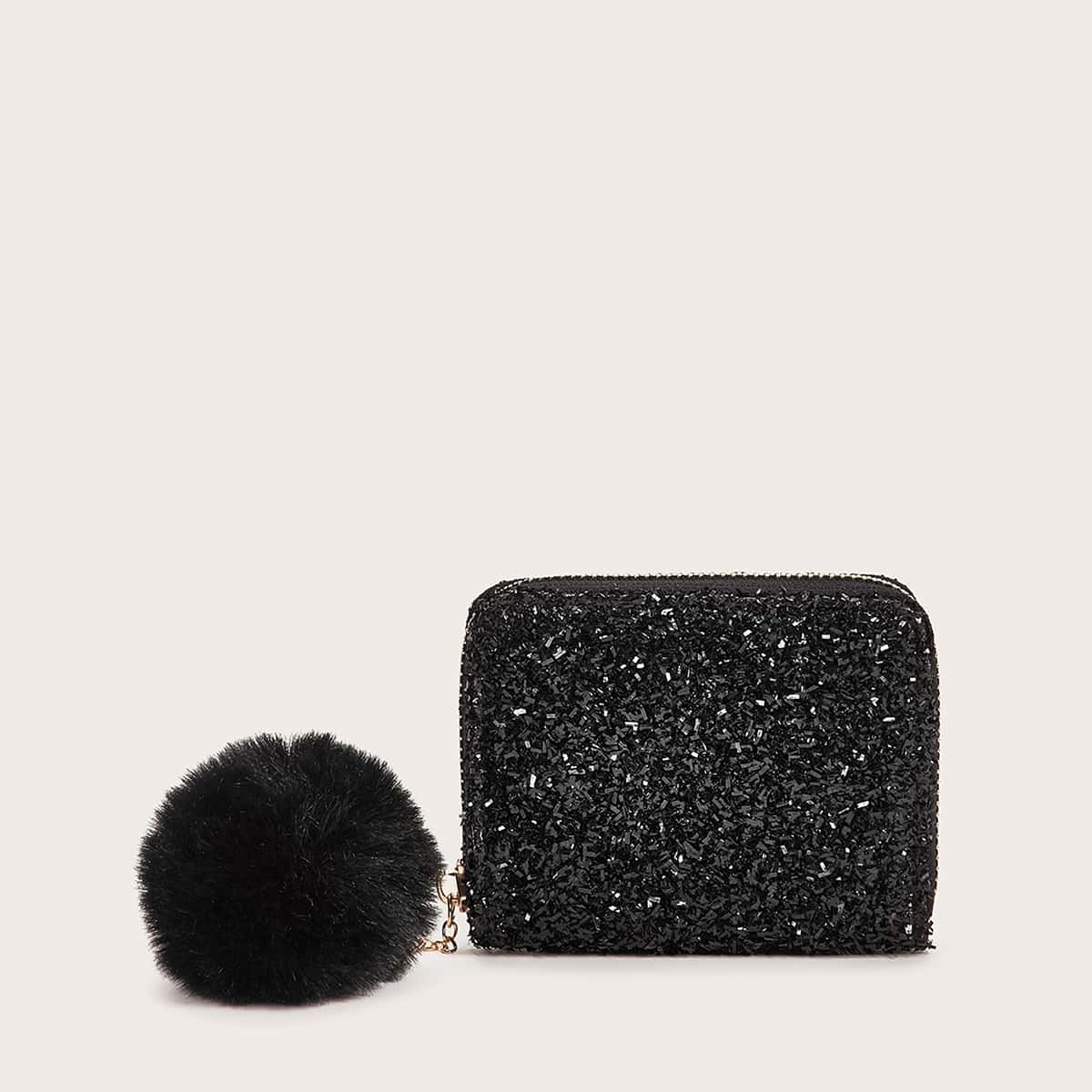 

Solid Zipper Purse, Black