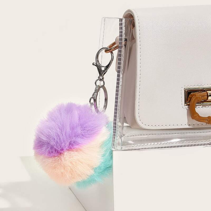 

Colorblock Pom-pom Charm Bag Accessory, Multicolor