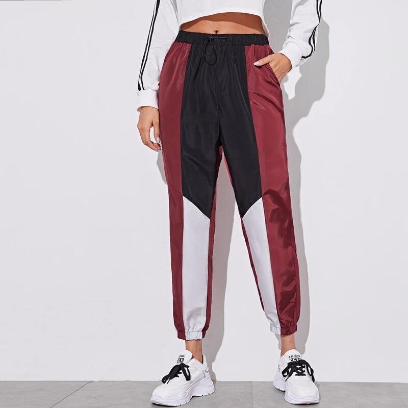 

Slant Pocket Color Block Wind Pants, Multicolor
