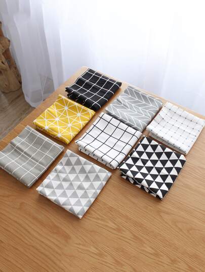 1入組幾何圖案亞麻混合餐墊適用於家庭餐桌裝飾