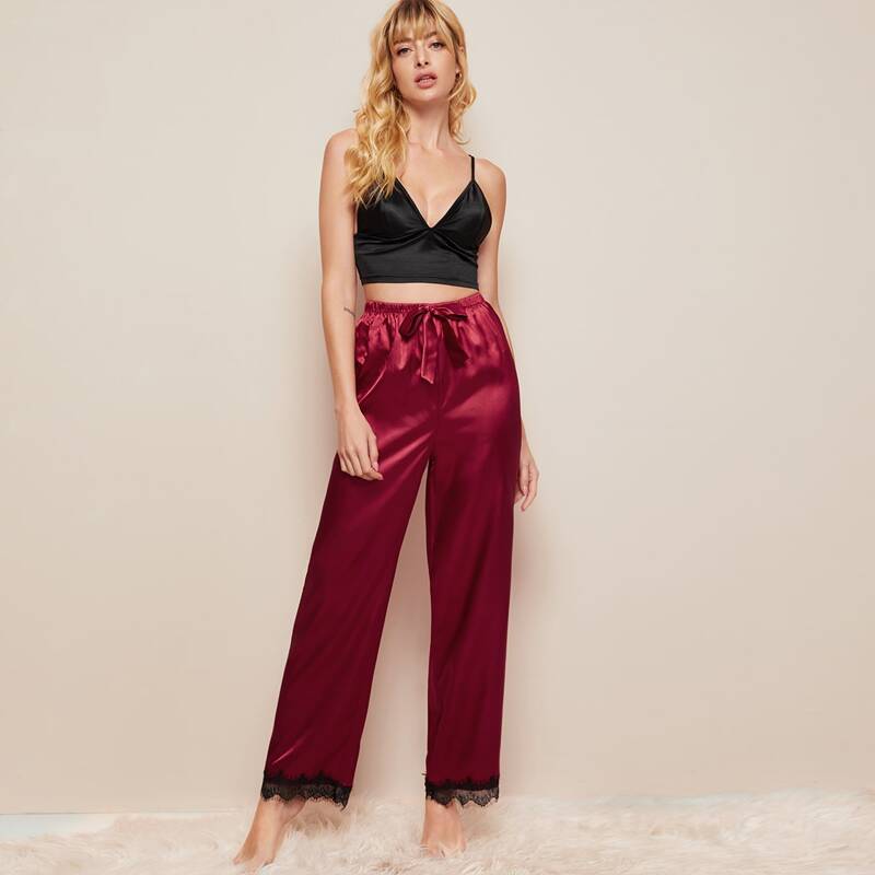 

Cami Top With Lace Trim Pants PJ Set, Multicolor