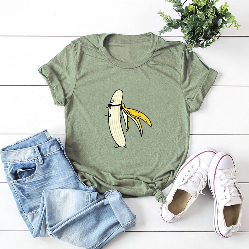 

Banana Print Short Sleeve Tee, Army green