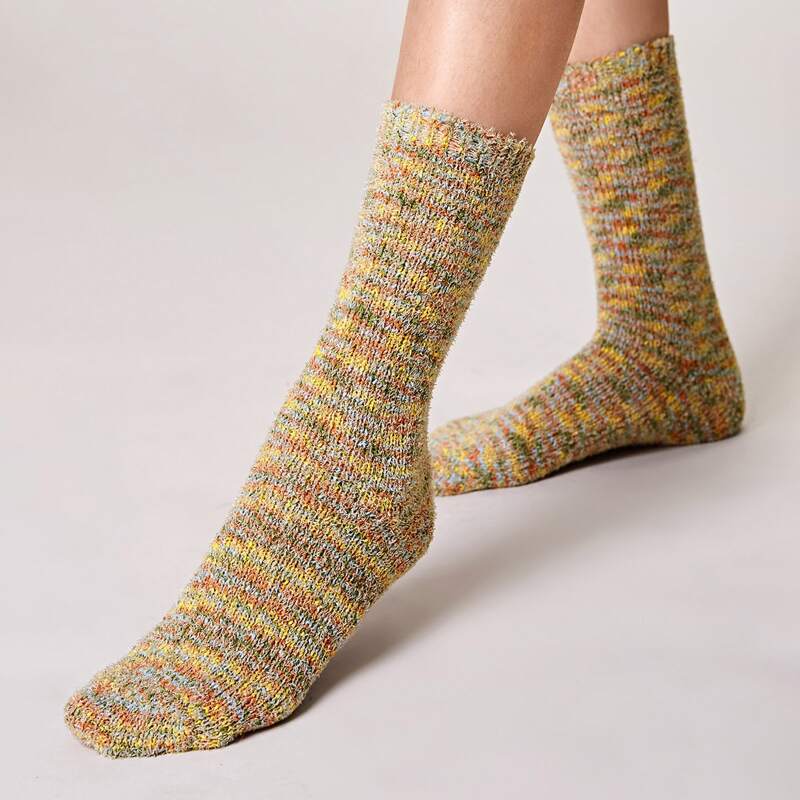 

1pair Simple Knitted Socks, Multicolor