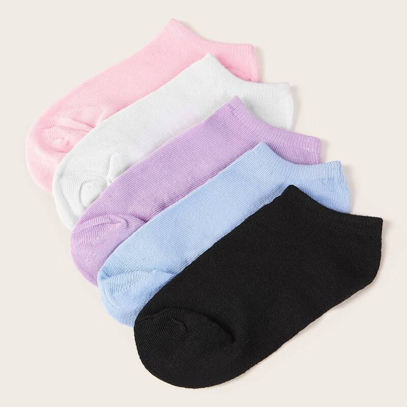 

5pairs Simple Solid Socks, Multicolor