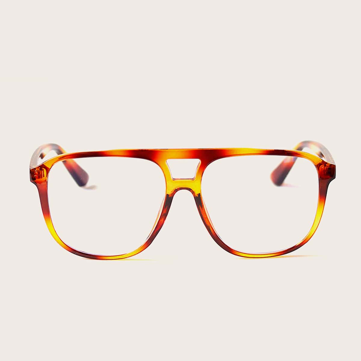 

Flat Top Tortoiseshell Frame Glasses With Case, Multicolor