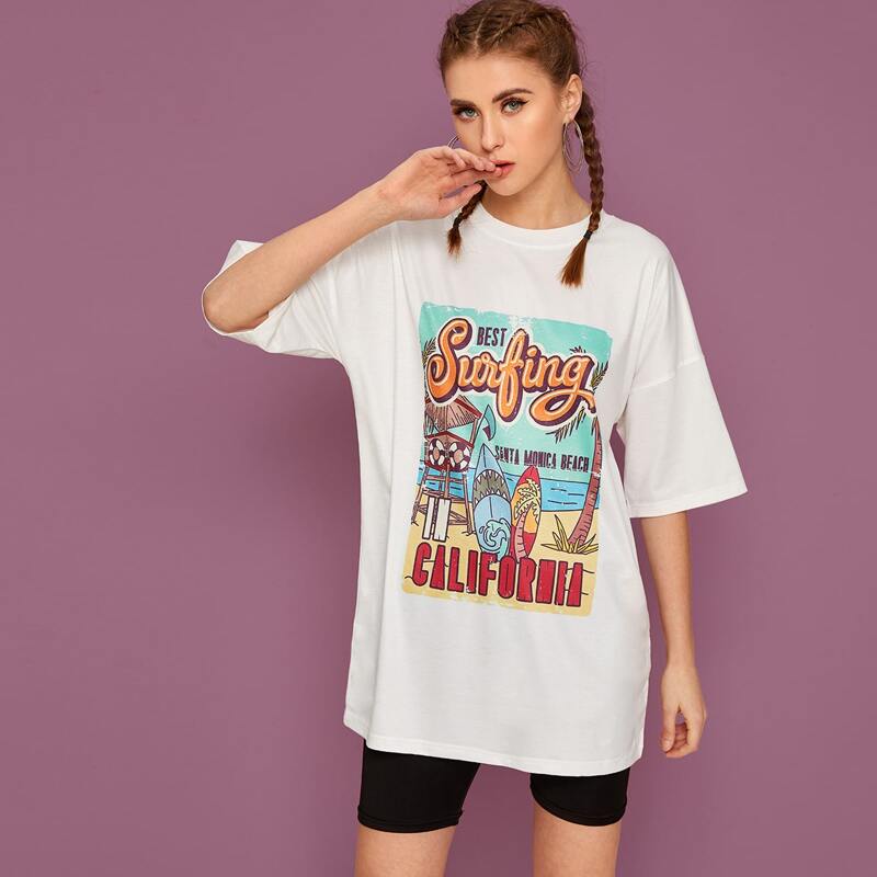 

Letter Graphic Oversized Tee, White
