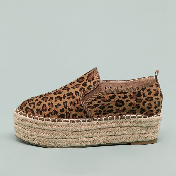 

Leopard Platform Slip On Espadrille Sneakers, Black