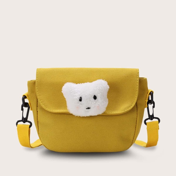 

Girls Cartoon Decor Flap Crossbody Bag, Yellow