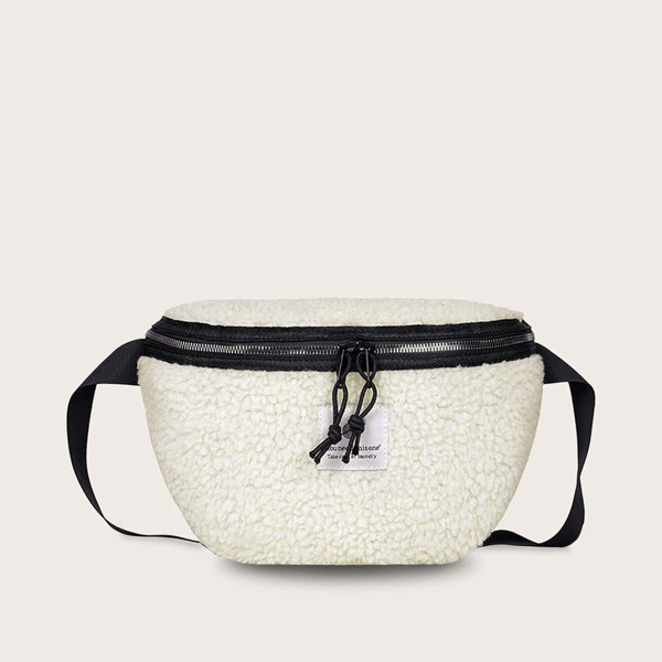 

Girls Letter Graphic Zip Front Fanny Pack, White