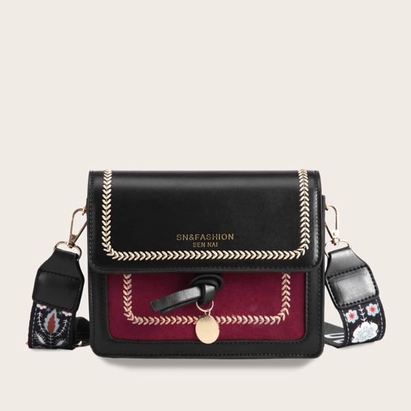 

Color Block Flap Crossbody Bag, Multicolor