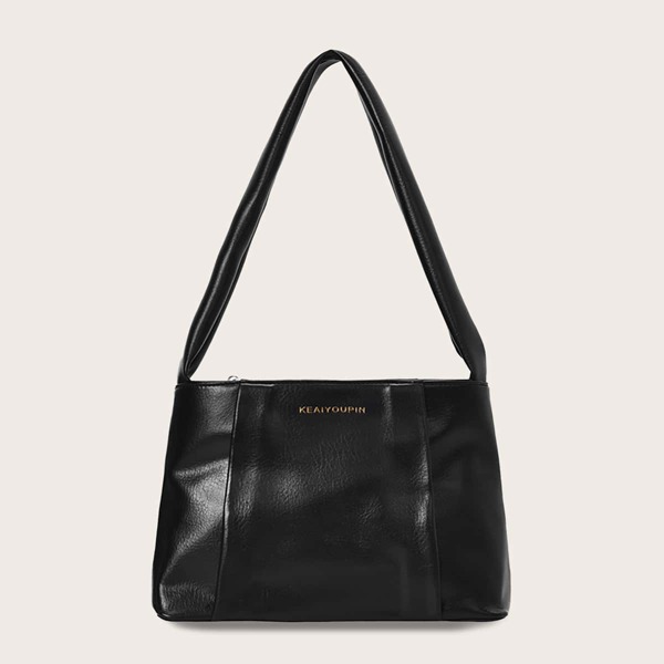 

Minimalist Letter Detail Tote Bag, Black