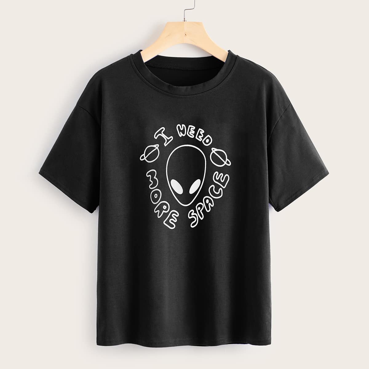 

Alien And Slogan Graphic Tee, Black