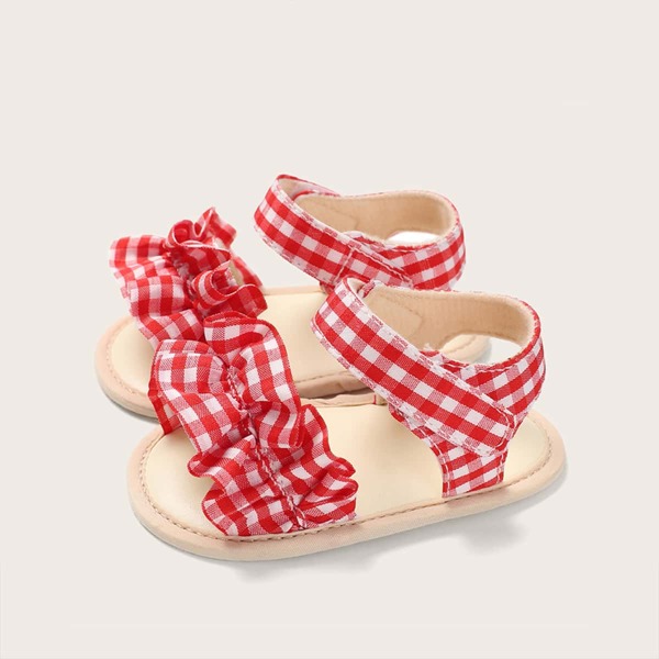 

Baby Girl Gingham Velcro Strap Sandals, Red