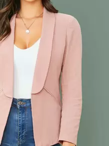 SHEIN Unity 翻領素色西裝外套 - 淺粉色 - 查看 4