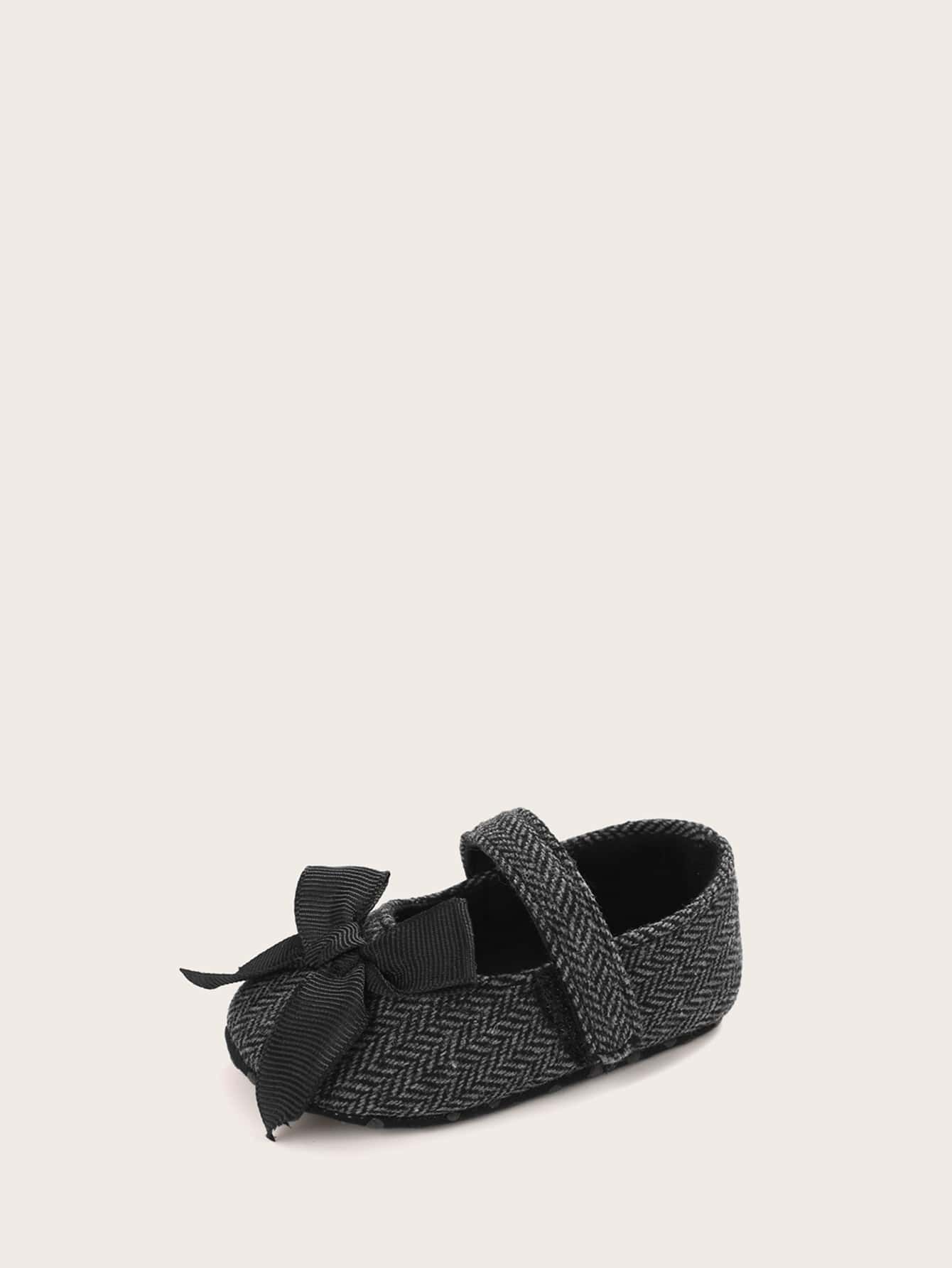 baby girl bow decor velcro strap flats | shein eur