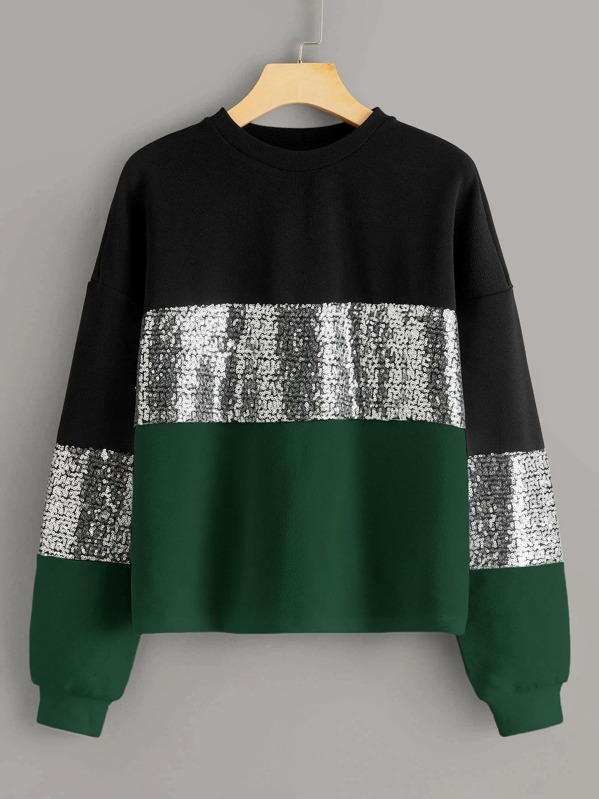 

Colorblock Sequin Panel Pullover, Multicolor
