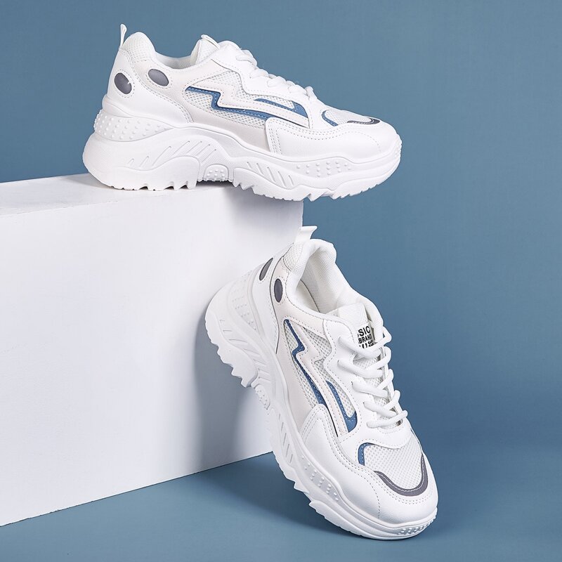 

Lace-up Front Chunky Sneakers, White