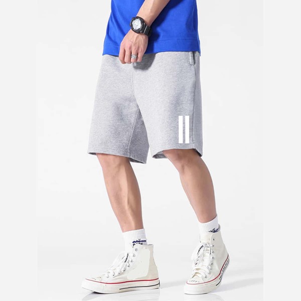 

Men Side Stripe Slant Pocket Athletic Shorts, Grey