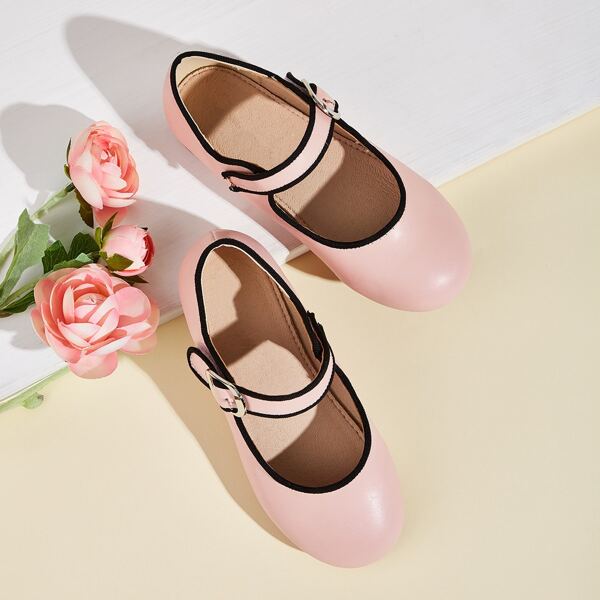

Toddler Girls Buckle Strap Flats, Baby pink