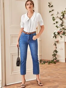 Solid Pearls Detail Shirt