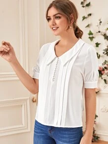 Solid Pearls Detail Shirt