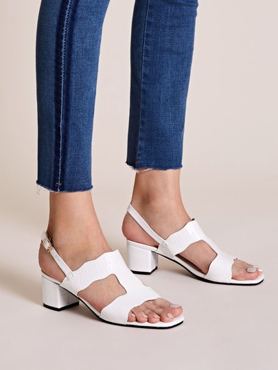 Cut Out Slingback Chunky Heels