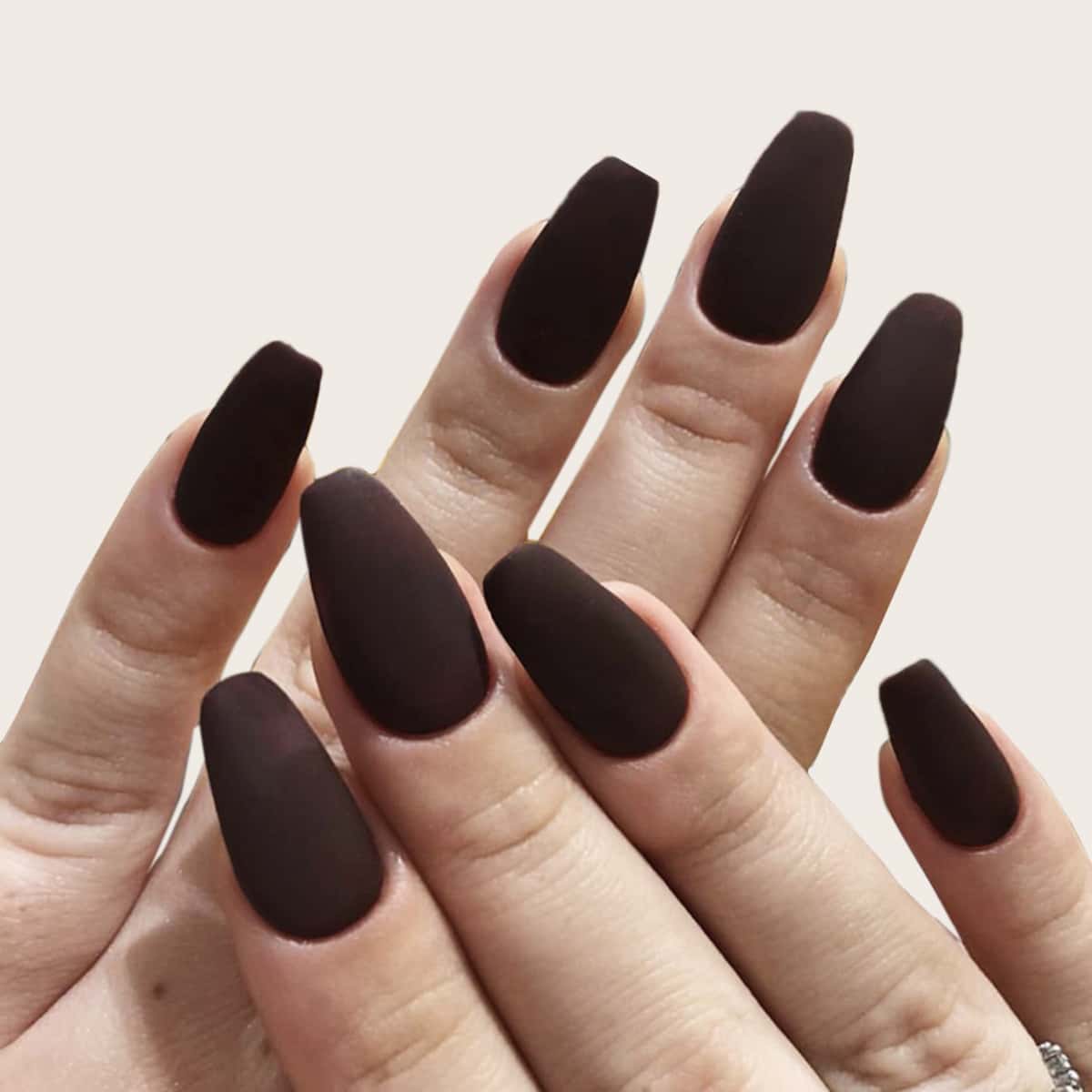 24pcs Plain Fake Nails, Coffee
