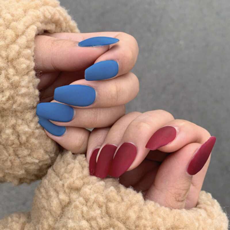 

24pcs Plain Fake Nails, Multicolor
