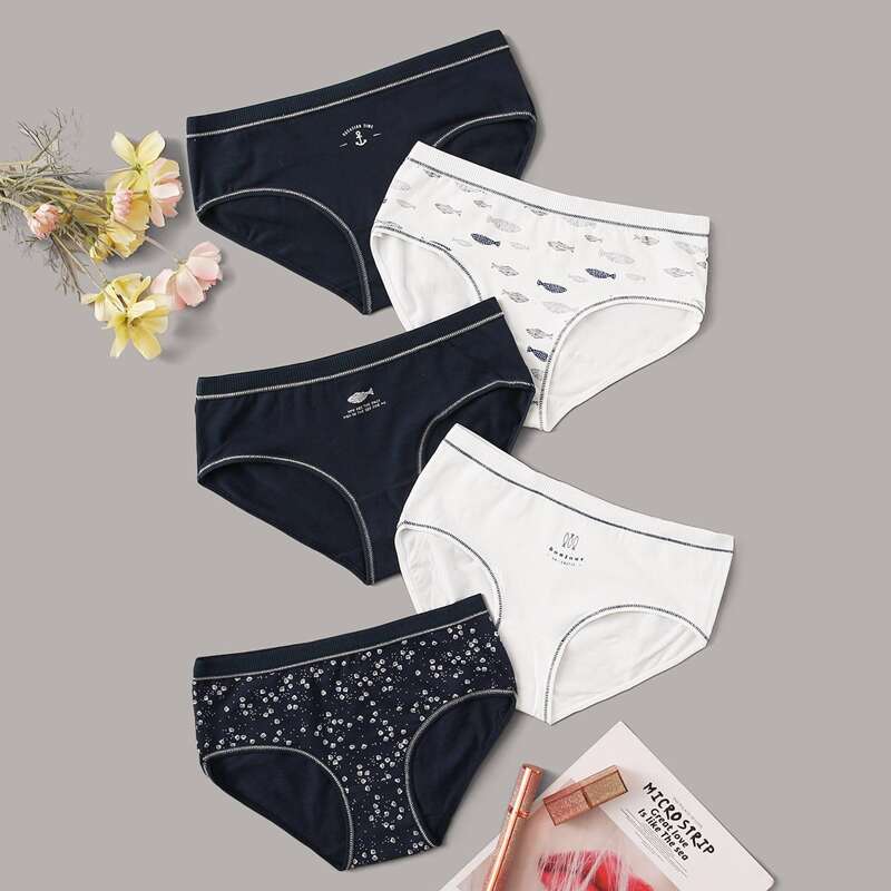 

5pack Mixed Print Panty Set, Multicolor