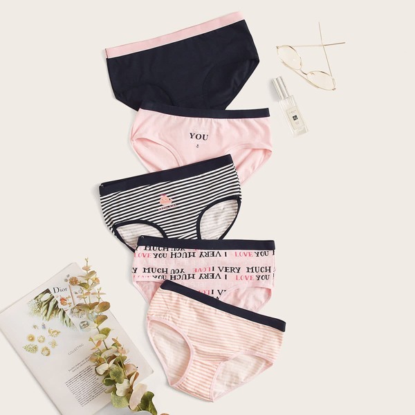 

5pack Mixed Print Panty Set, Multicolor